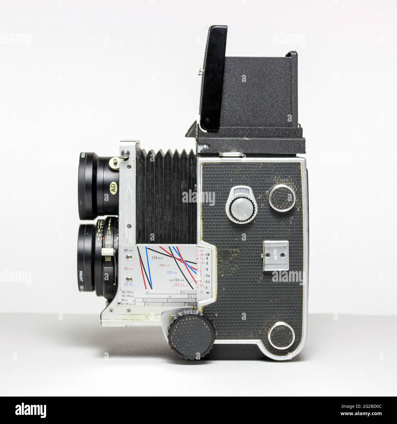 Mamiya c220 Spiegelreflexkamera im Mittelformat. Stockfoto