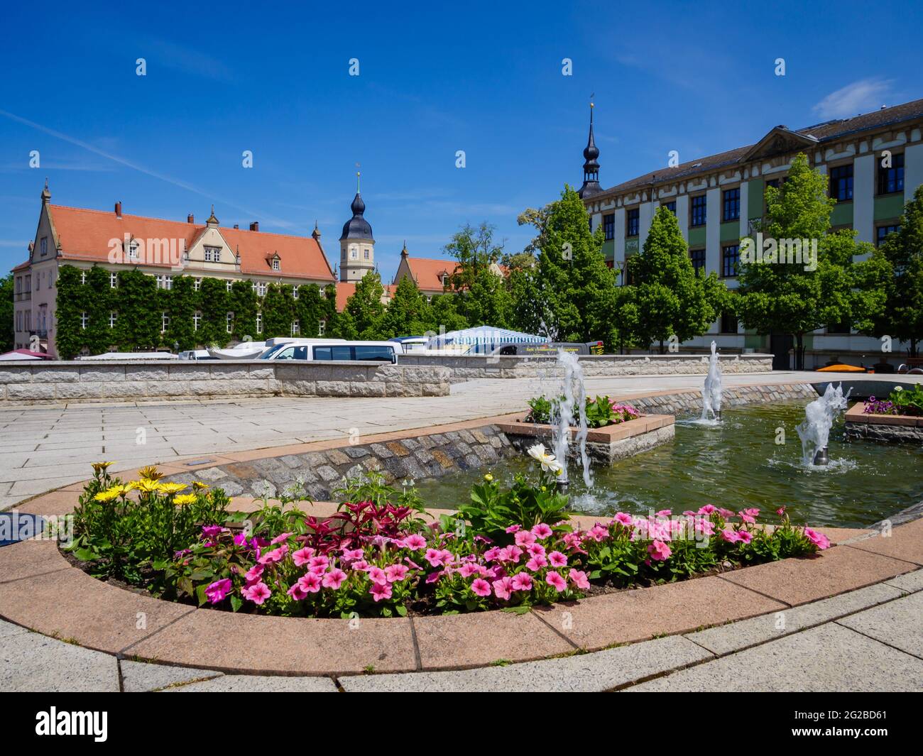 Marktplatz in der sächsischen Altstadt von Riesa Stockfoto