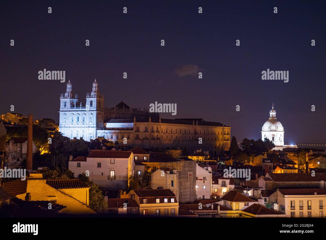 Kloster Sao Vicente de Fora bei Nacht, Lissabon, Portugal Stockfoto