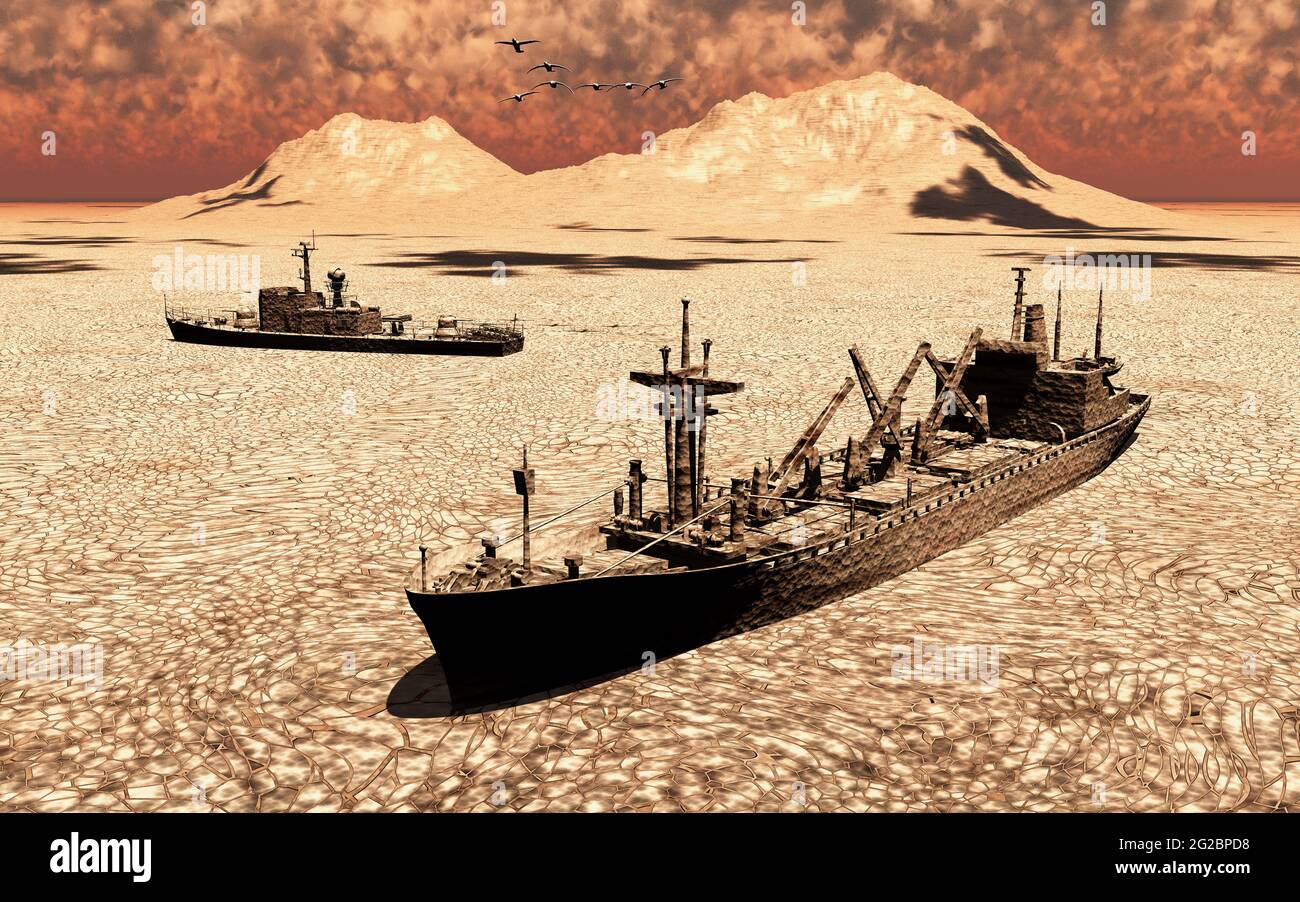 Ausgetrocknetes Meeresbett Stockfoto