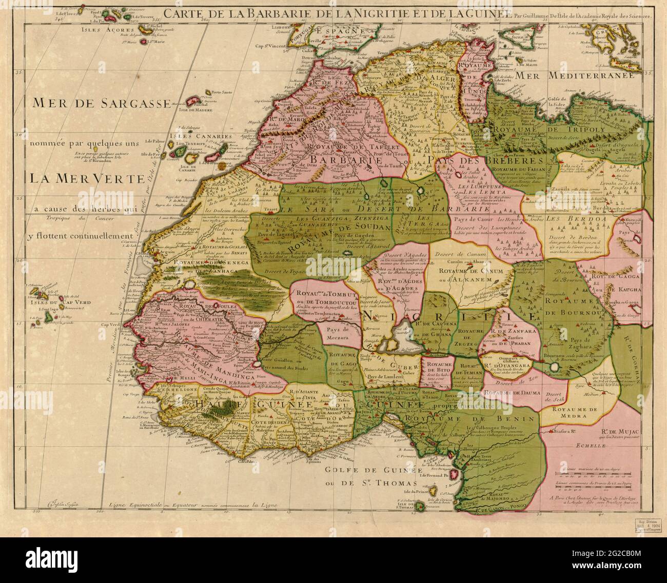 Karte Von Nordwestafrika, 1707, Afrika-Karte, Alte Afrika-Karte, Retro-Afrika-Karte, Vintage Africa Map, Antique Africa Map, Map of Africa, Africa Poster Stockfoto