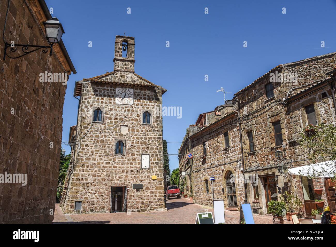 La piazza principale di Sovana (Grosseto - Italia) Stockfoto