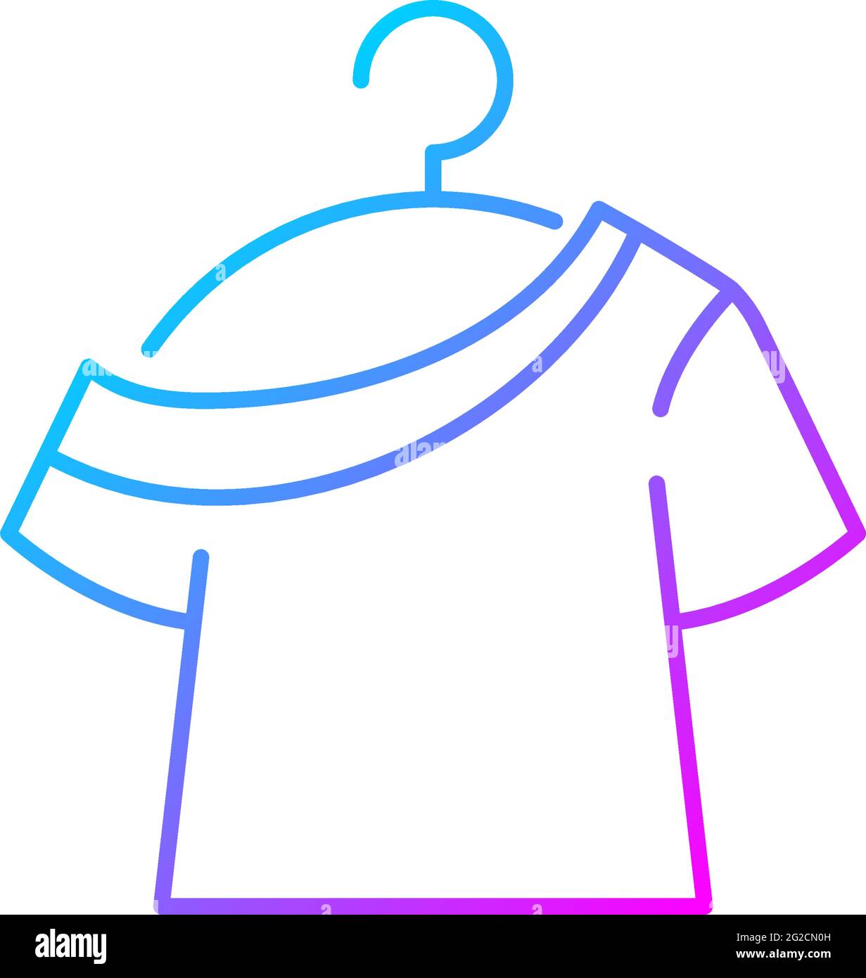 Ein Schulter-T-Shirt Gradient lineare Vektor-Symbol. Trendiges, bequemes Outfit für Damen. Weibliches Kleidungsstück zum Faulenzen. Farbsymbole mit dünnen Linien. Moderner Stil pi Stock Vektor Ein Schulter-T-Shirt Gradient lineare Vektor-Symbol. Trendiges, bequemes Outfit für Damen. Weibliches Kleidungsstück zum Faulenzen. Farbsymbole mit dünnen Linien. Moderner Stil pi Stock Vektor