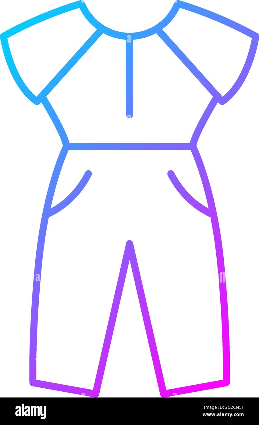 Symbol für linearen Vektor des Jumpsuit-Gradienten. Weibliches Outfit. Damen Sportbekleidung. Trendige Kleidung für Damen. Modisches Kleidungsstück. Farbsymbole mit dünnen Linien. Moderner Stall Stock Vektor Symbol für linearen Vektor des Jumpsuit-Gradienten. Weibliches Outfit. Damen Sportbekleidung. Trendige Kleidung für Damen. Modisches Kleidungsstück. Farbsymbole mit dünnen Linien. Moderner Stall Stock Vektor