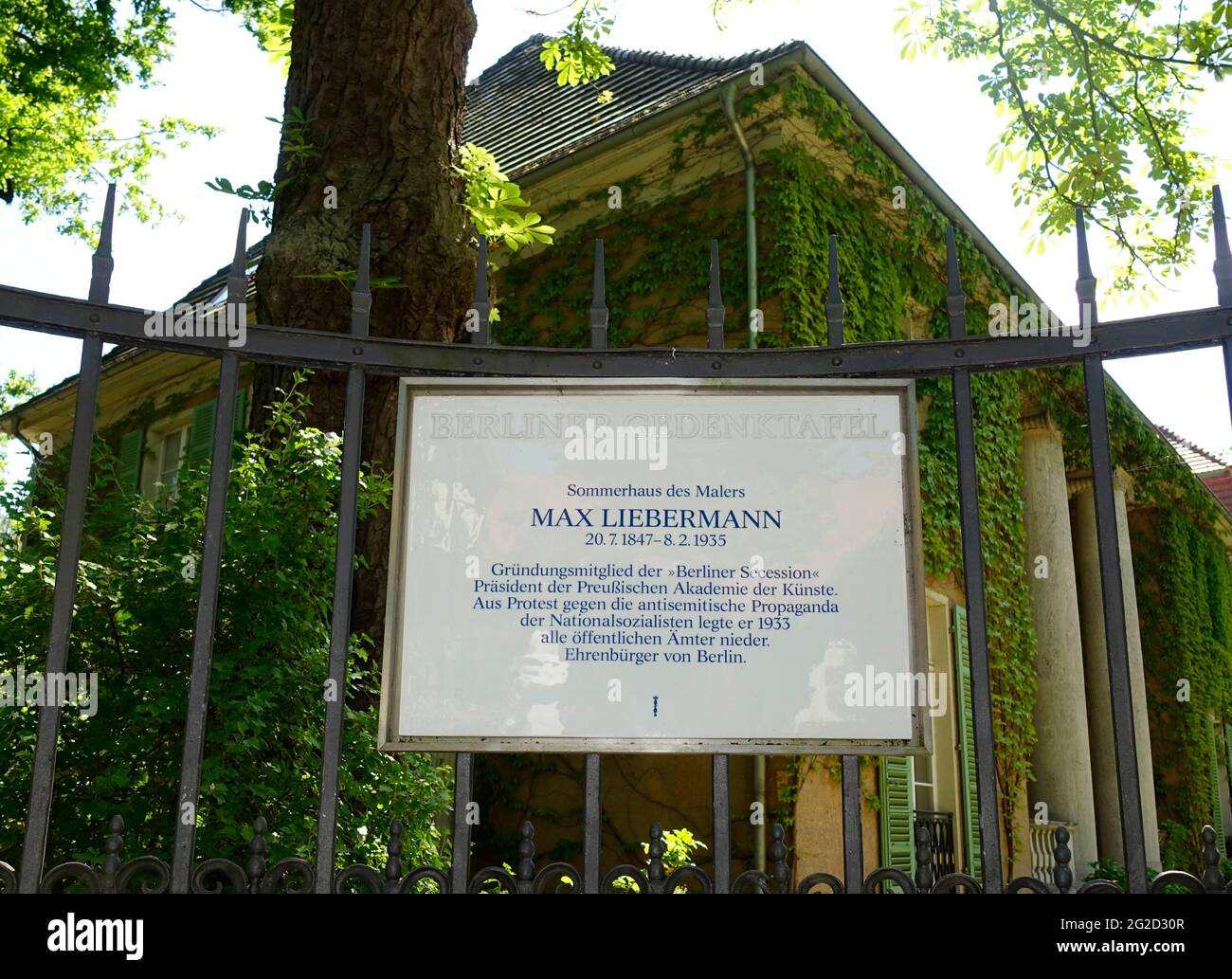 Gedenktafel von Max Liebermann in Berlin Stockfoto