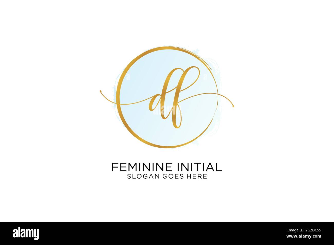DF Handschrift Logo mit Kreis Vorlage Vektor Signatur, Hochzeit, Mode, Blumen und botanische mit kreativen Vorlage. Stock Vektor