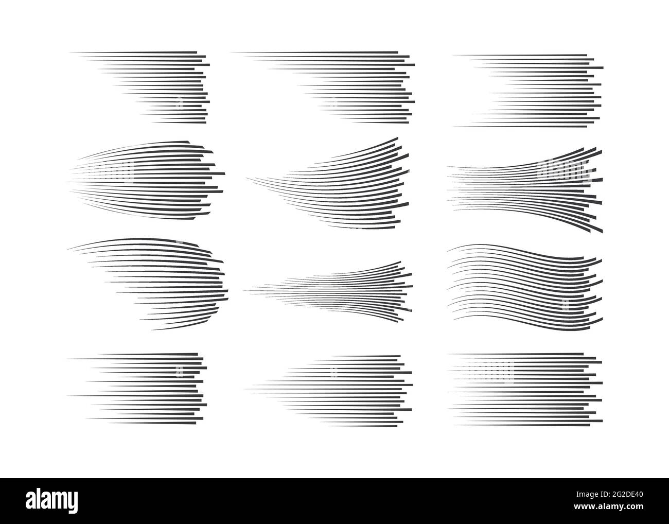 Isolierte Geschwindigkeitslinien. Bewegungseffekt für Ihr Design. Schwarze Linien auf weißem Hintergrund. Stock Vektor