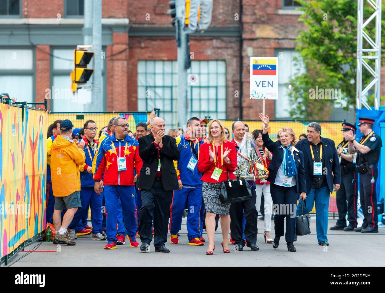 Toronto PanAm Games: Begrüßung der Venezuela-Delegation in der Athleten Dorf Stockfoto