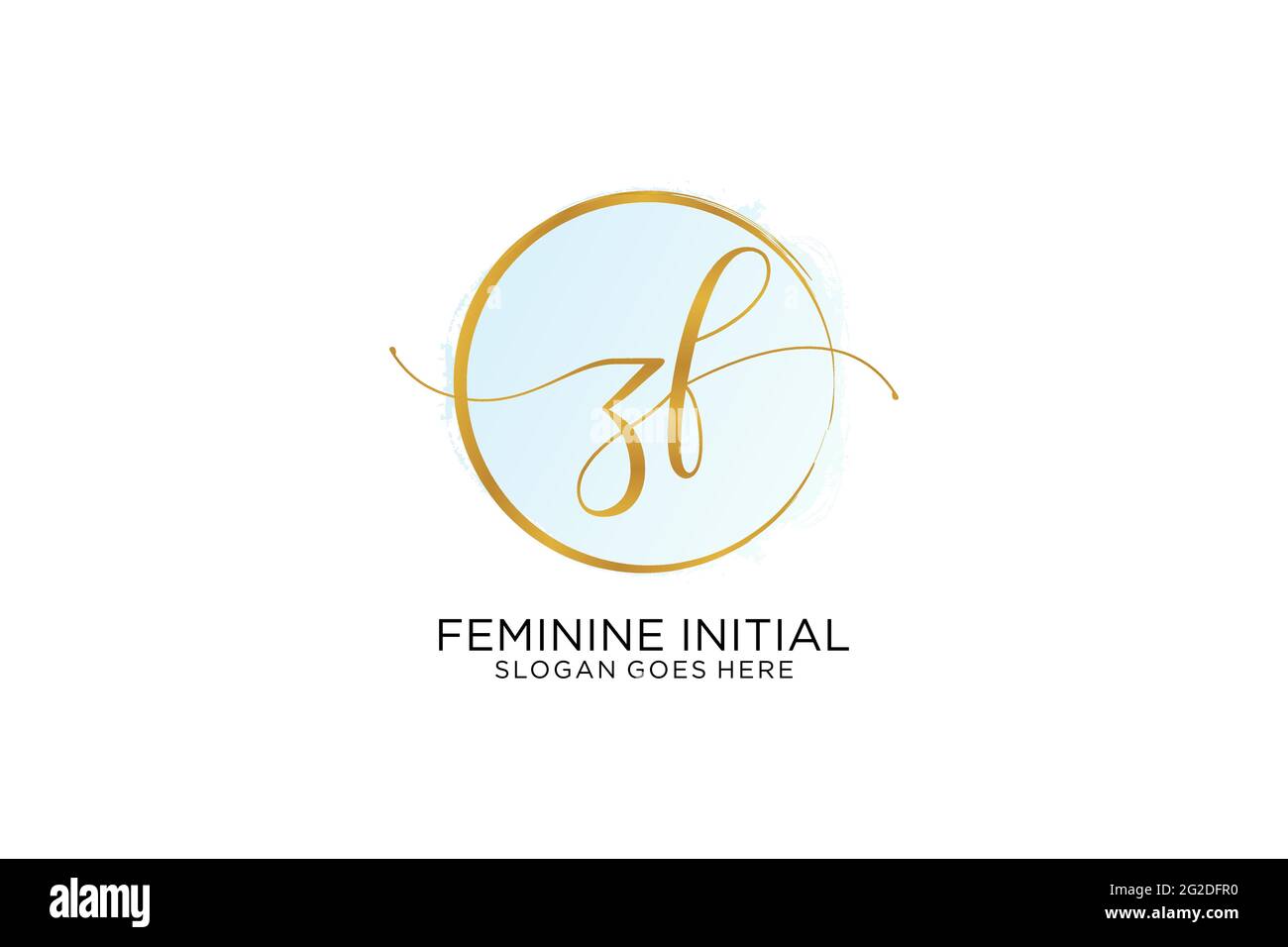 ZF Handschrift Logo mit Kreis Vorlage Vektor Signatur, Hochzeit, Mode, Blumen und botanische mit kreativen Vorlage. Stock Vektor