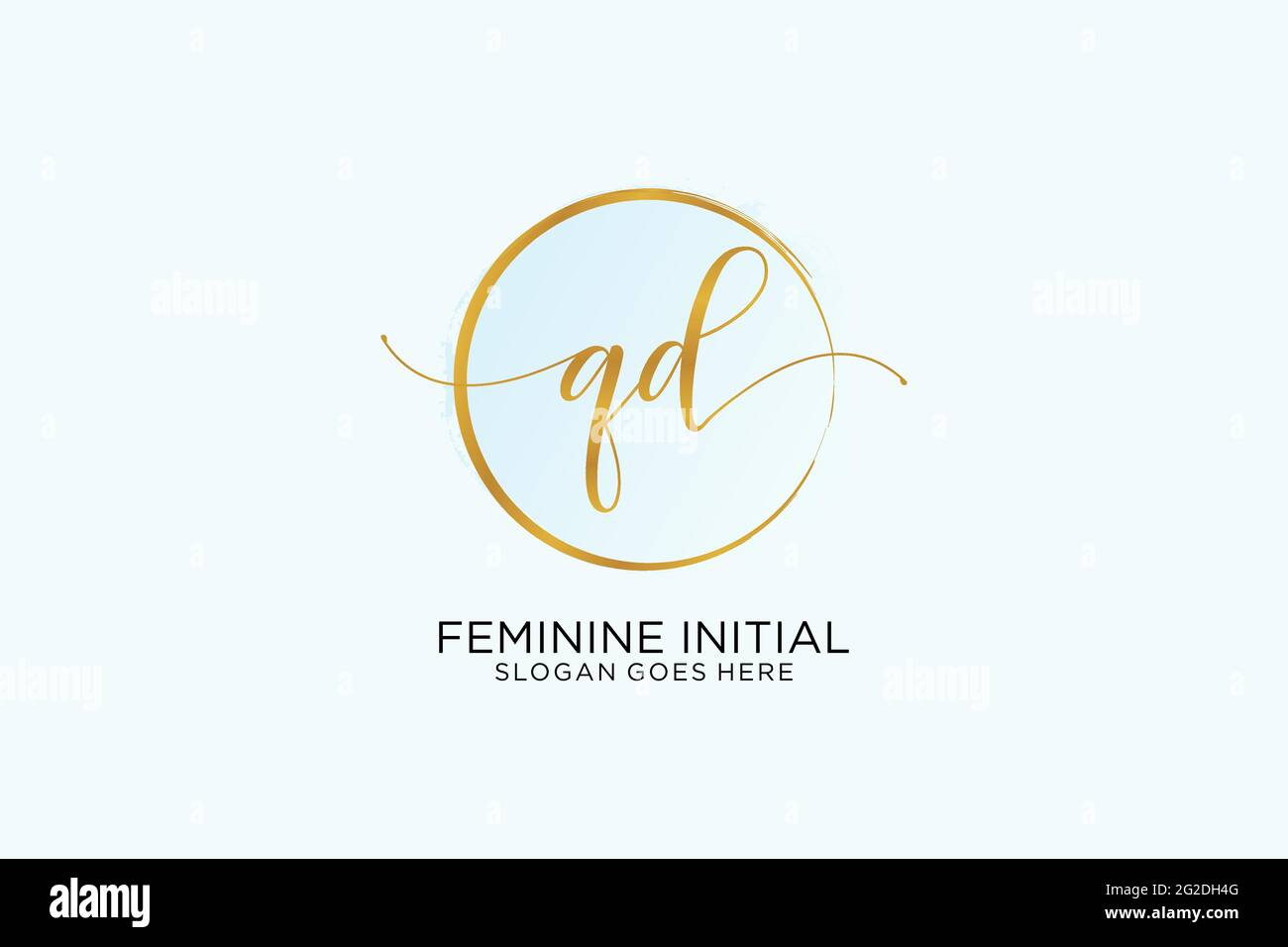 QD-Handschrift-Logo mit Kreis Vorlage Vektor Signatur, Hochzeit, Mode, Blumen und botanische mit kreativen Vorlage. Stock Vektor