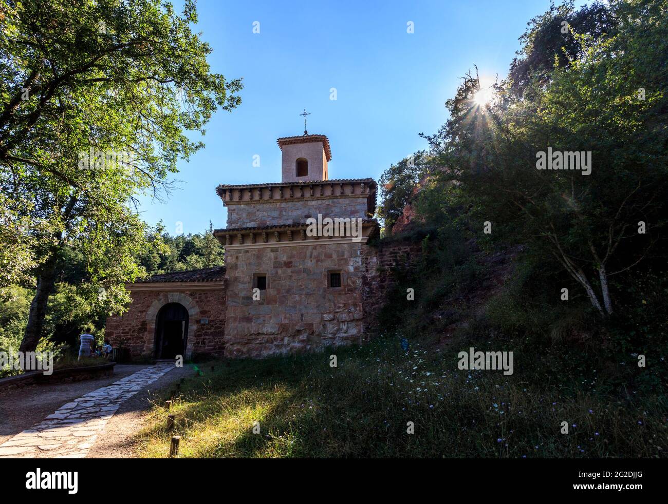 Das Suso-Kloster wurde während der westgotik mit muslimischen Elementen erbaut. Es ist ein Weltkulturerbe. San Millan de la Cogolla. Spanien Stockfoto