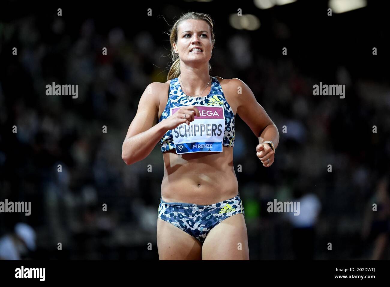 FLORENZ, ITALIEN - 10. JUNI: Dafne Schippers aus den Niederlanden tritt am 10. Juni 2021 im Stadio Luigi Ridolfi in Florenz, Italien, im Rahmen des Wanda Diamond League Athletics Meeting in den 200 m Damen an (Foto: Andrea Staccioli/Orange Picics) Stockfoto