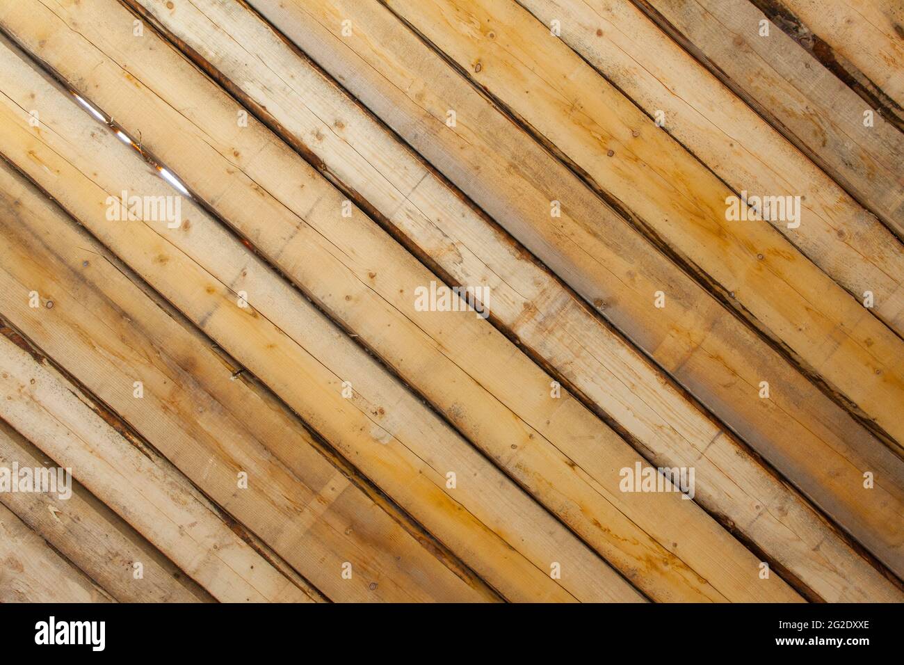 Holz oder Holzbalken in einem neuen Hausbau Stockfoto