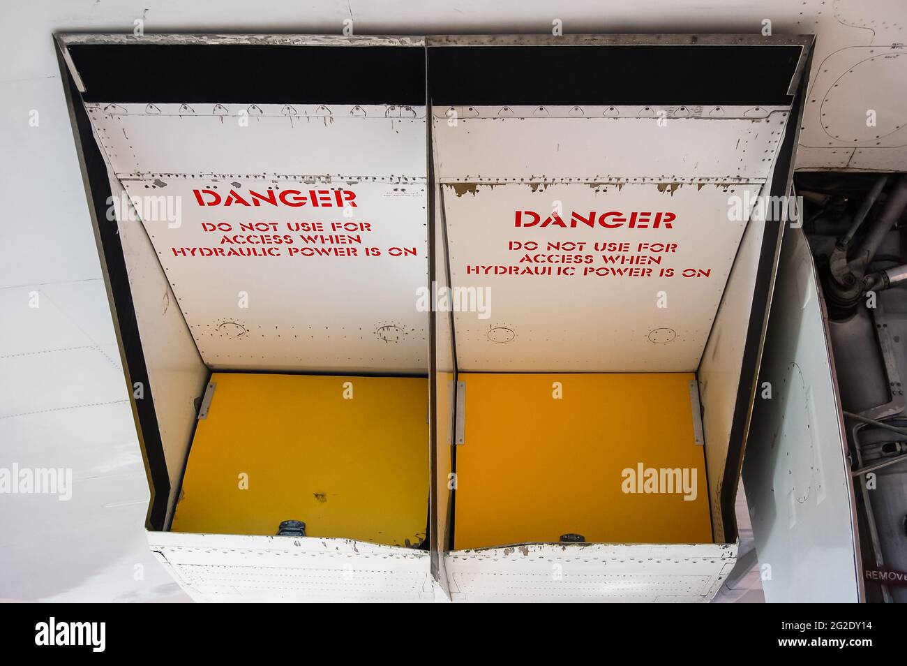 British Airways Concorde Rolls-Royce Snecma Olympus 593 Motoren im Intrepid Sea, Air and Space Museum in New York City. Stockfoto
