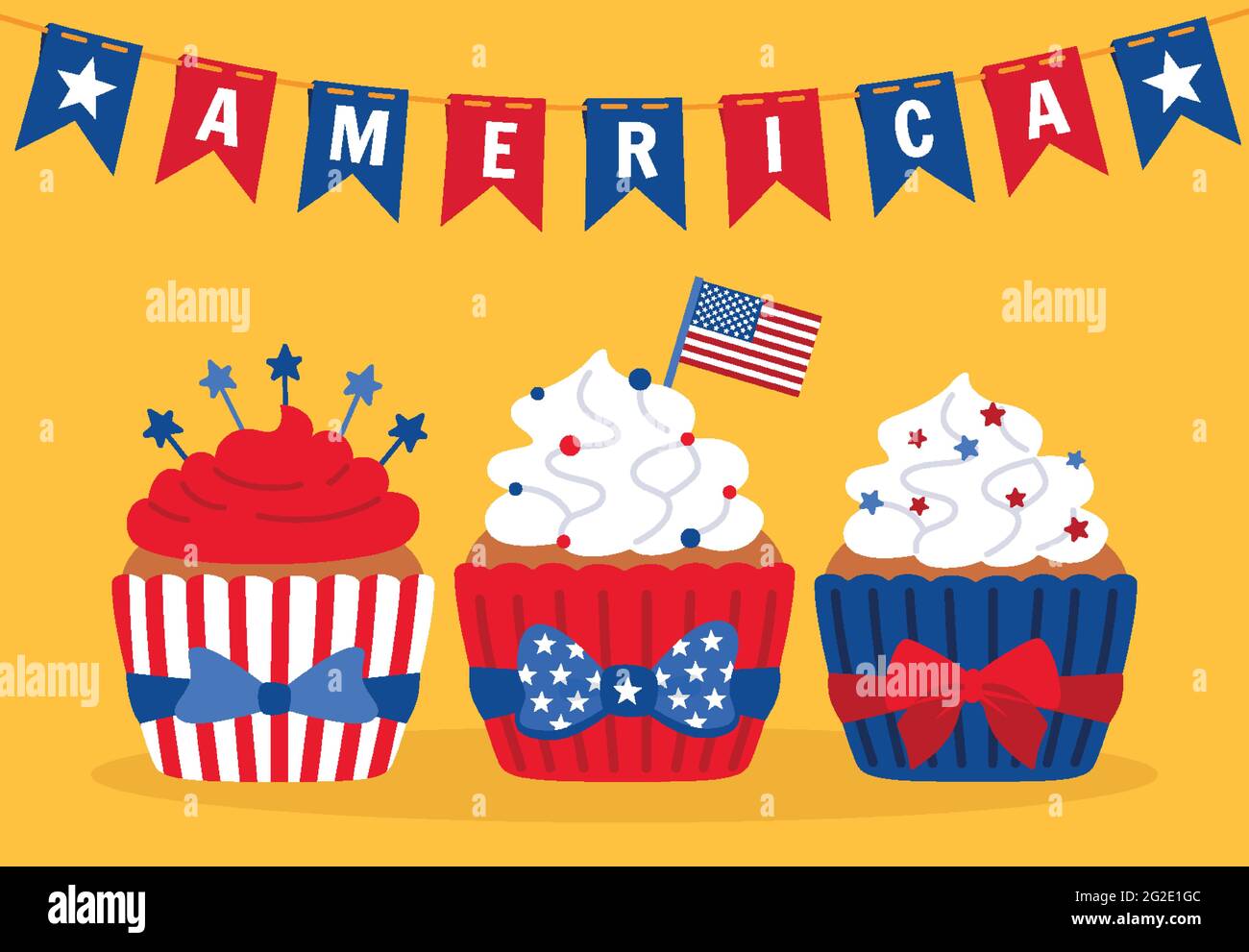 Amerikanische Flagge Cupcakes Rot Stock Vektorgrafiken Kaufen Alamy