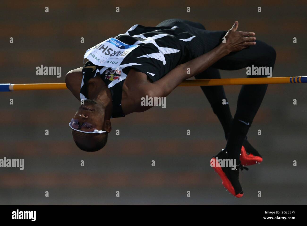 Firenzano, Italien. Juni 2021. Mutaz Essa Barshim (QAT) beim Wettbewerb bei der Goldenen Gala der Wanda Diamond League Pietro Mennea im Asics Firenzer Marathon-Stadion „Luigi Ridolfi“ in Florenz, Italien, am 6 2021. Juni. (Foto von Giuseppe Fama/Pacific Press) Quelle: Pacific Press Media Production Corp./Alamy Live News Stockfoto