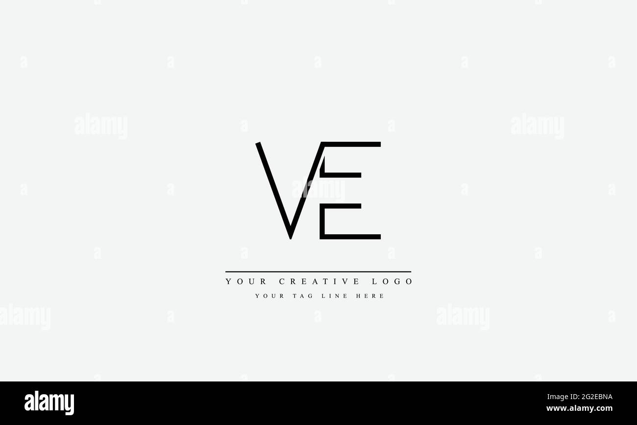 Letter Logo Design mit kreativer moderner Trendtypografie VE EV Stock Vektor