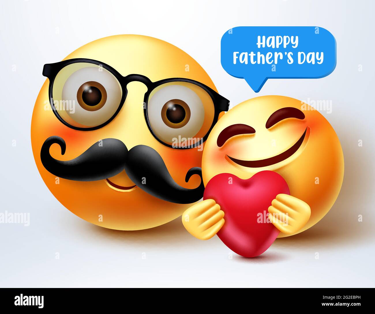 Vatertag Smileys Gruß Vektor-Design. Happy Father's Day Text mit 3d Vater und Kinder Smiley Zeichen für Eltern Feier Gruß. Stock Vektor
