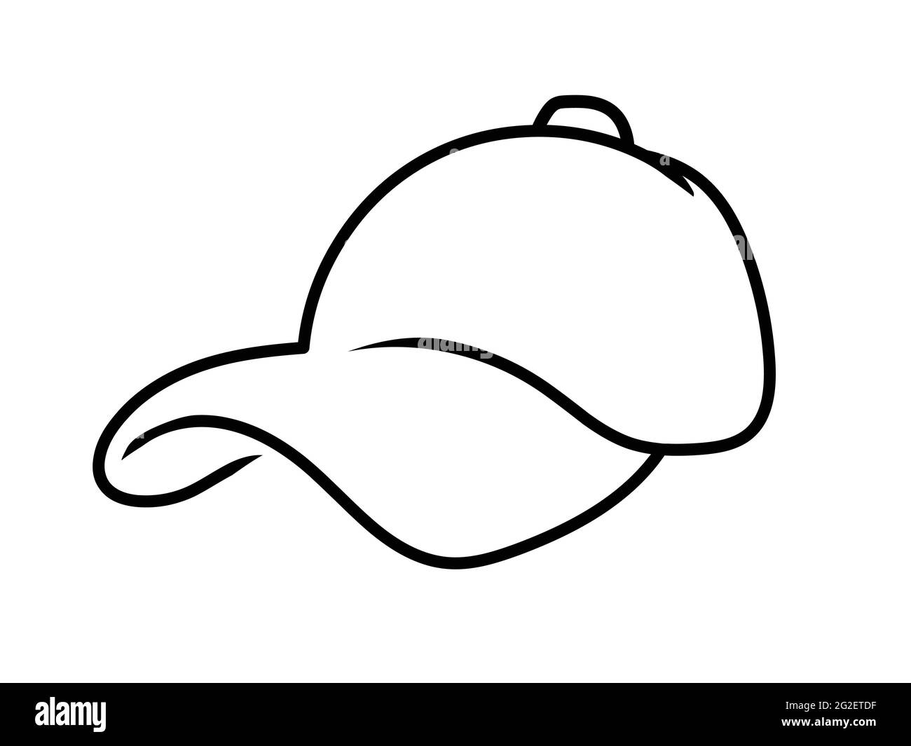 Baseballmütze schwarz Linie Zeichnung Logo, iocn, Stock Vektor