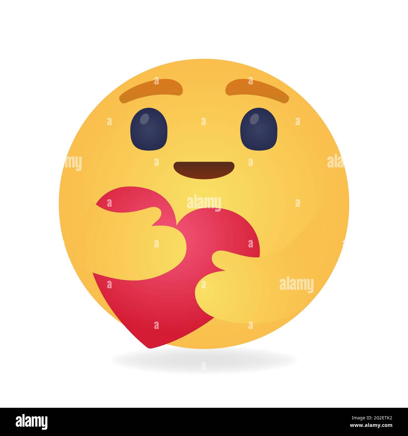 Vector Emoticon umarmend Herz. Gelbe Emoji, die Mitgefühl und Besorgnis während der Coronavirus-Pandemie zum Ausdruck bringen. Design für den Einsatz im Chat, E-Mail, Massage und Stock Vektor