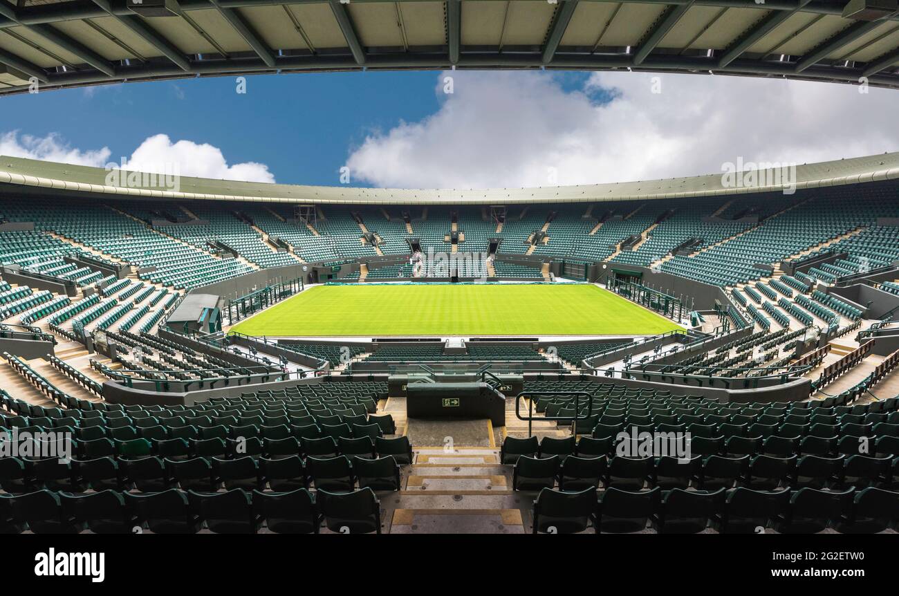 Willkommen in der offiziellen Zentrale von Wimbledon in London Stockfoto