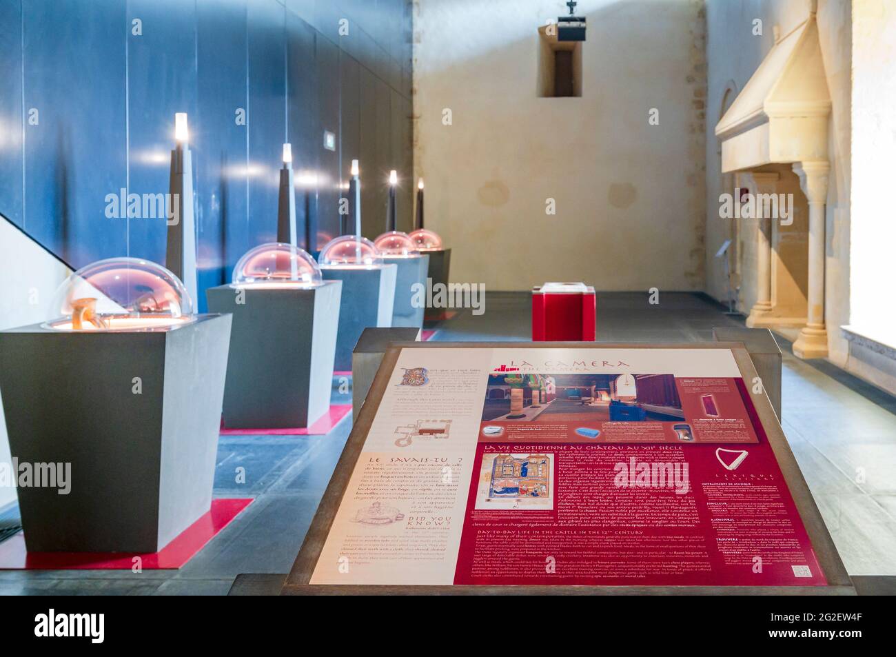 Das Château de Falaise ist der Geburtsort von Wilhelm dem Eroberer und ein faszinierendes Museum, Falaise, Normandie, Frankreich. Stockfoto
