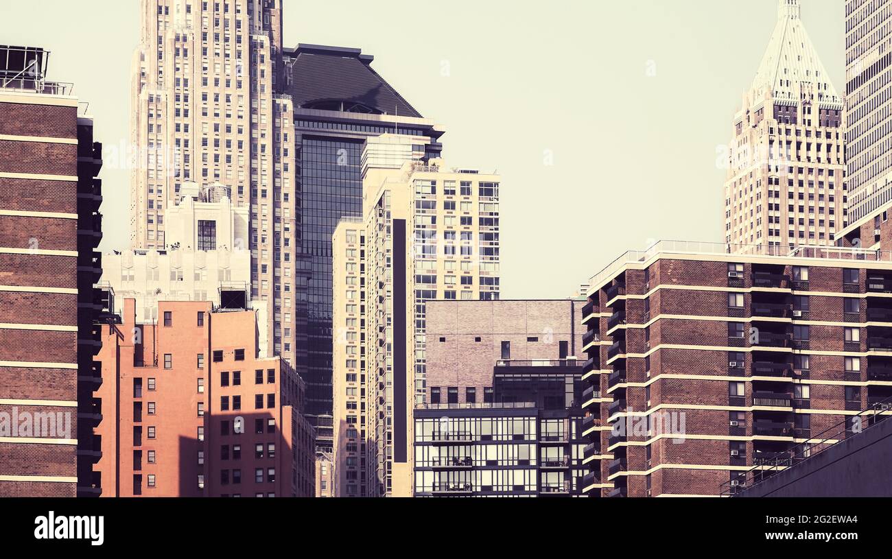 Farbtonbild der Stadtlandschaft von Manhattan, New York City, USA. Stockfoto