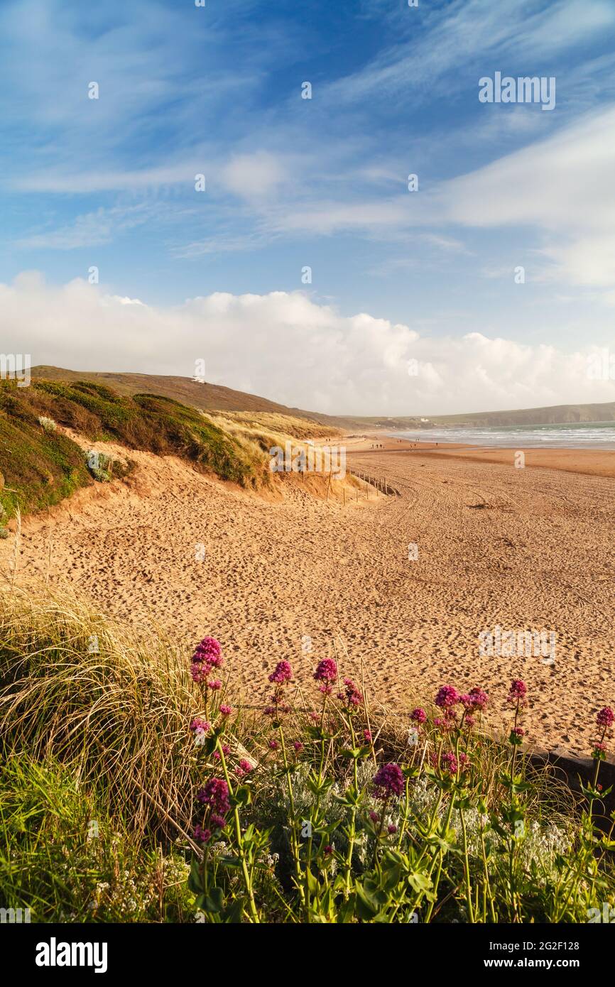 Woolacombe Strand in der Abenddämmerung, Devon Stockfoto