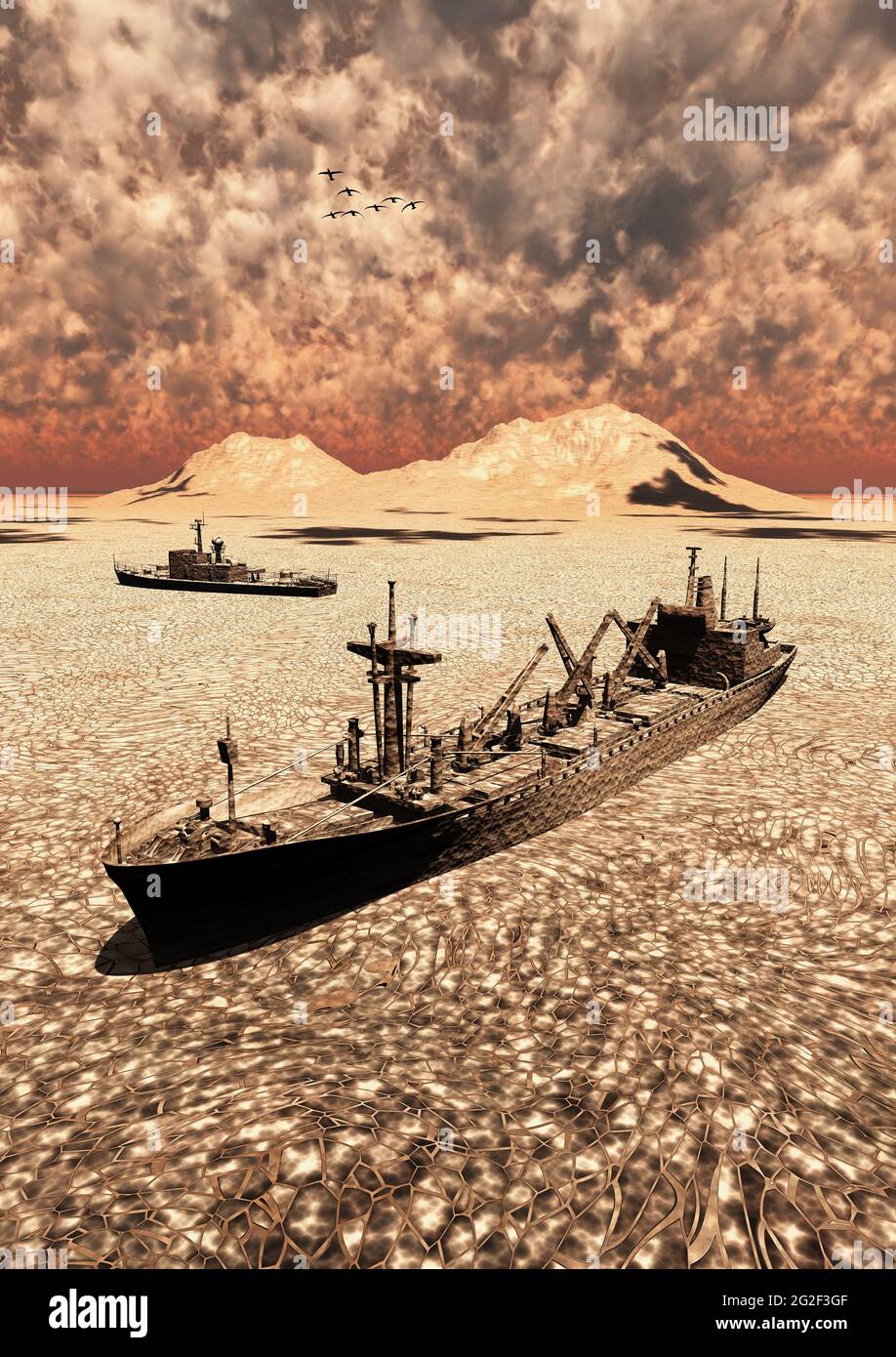 Ausgetrocknetes Meeresbett Stockfoto