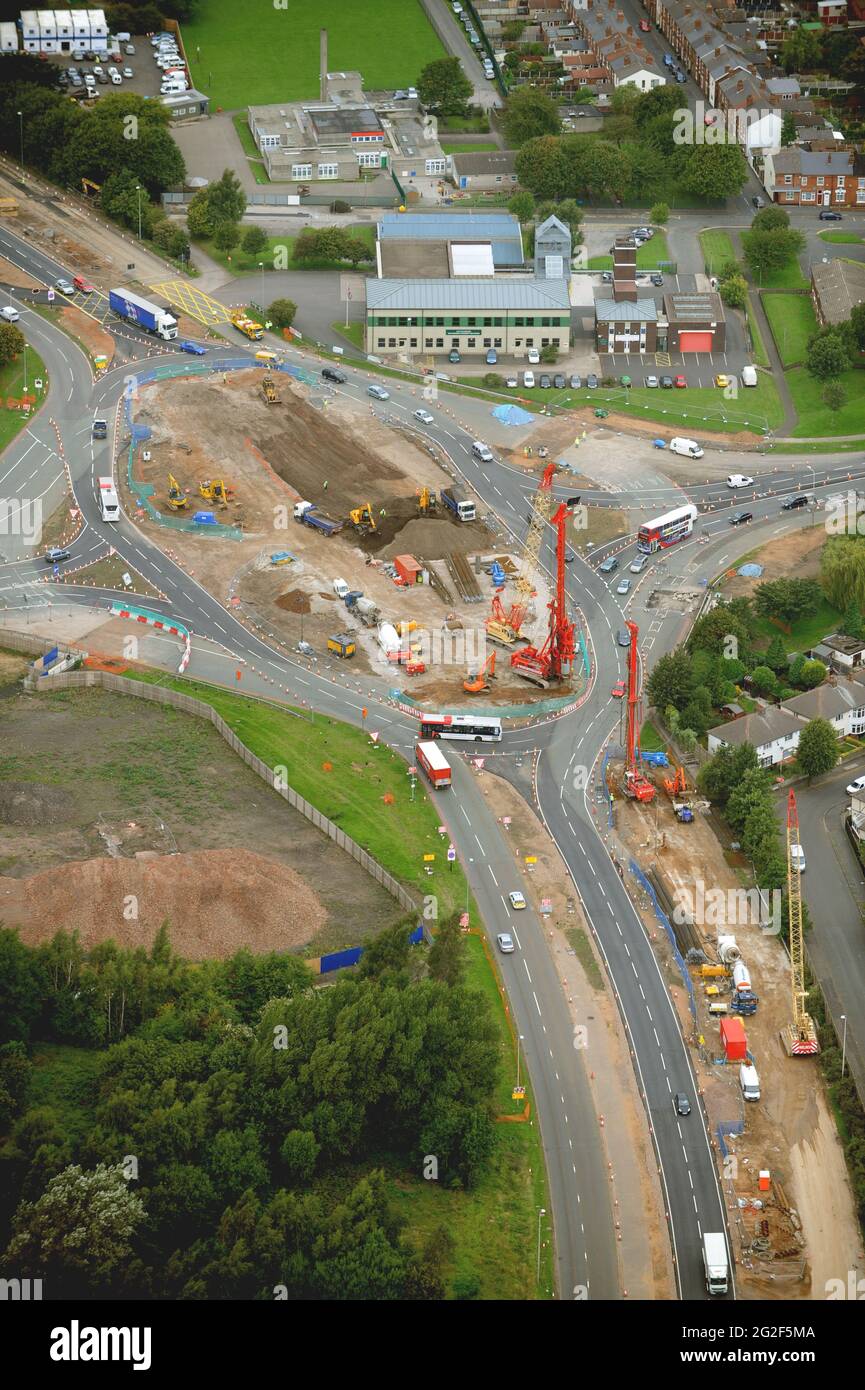 Luftaufnahme der Straße Kreuzung Bauprojekte in West Bromwich Sandwell Uk Stockfoto