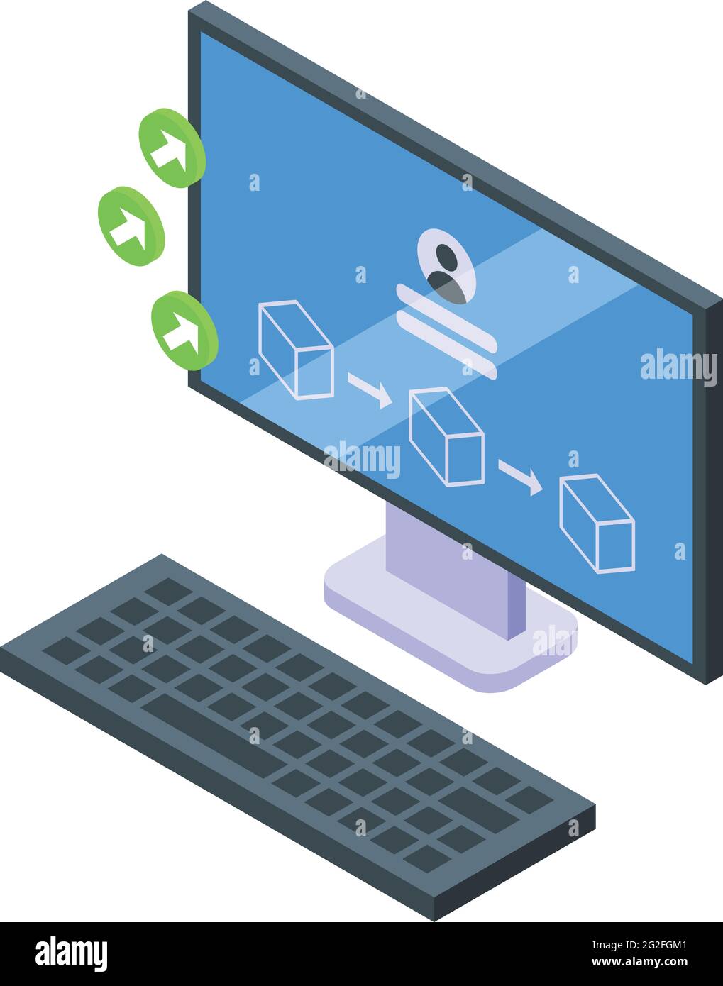 Symbol für Blockketten-Computer. Isometrisches Vektor-Symbol für Blockchain-Computer für Webdesign auf weißem Hintergrund isoliert Stock Vektor