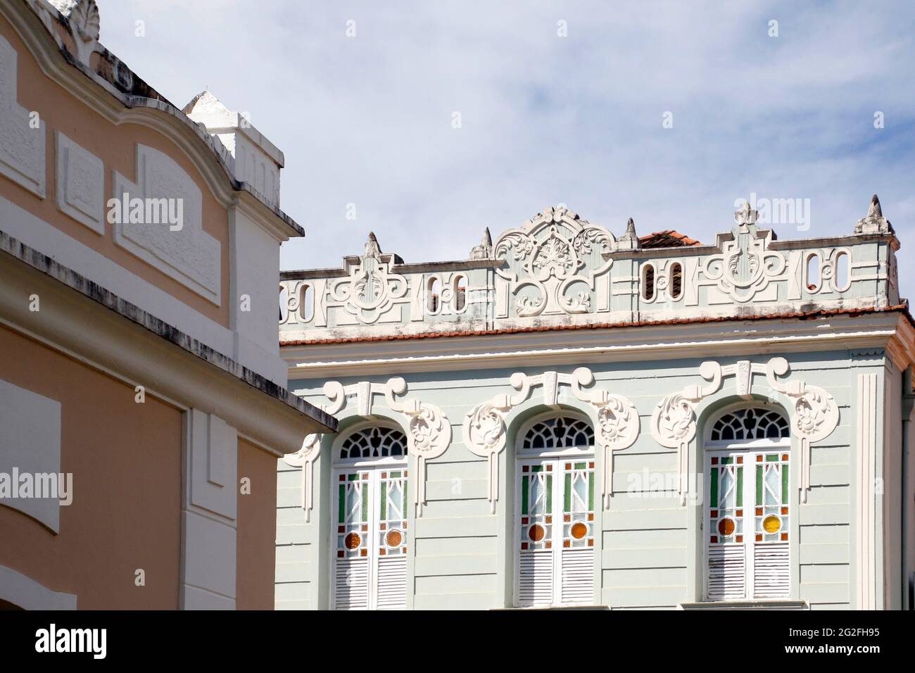 Sao Joao del-Rei, Minas Gerais, Brasilien - 25. Mai 2019: Häuser und charakteristische Architektur im historischen Sao Joao del Rei, Innenraum von Minas Stockfoto