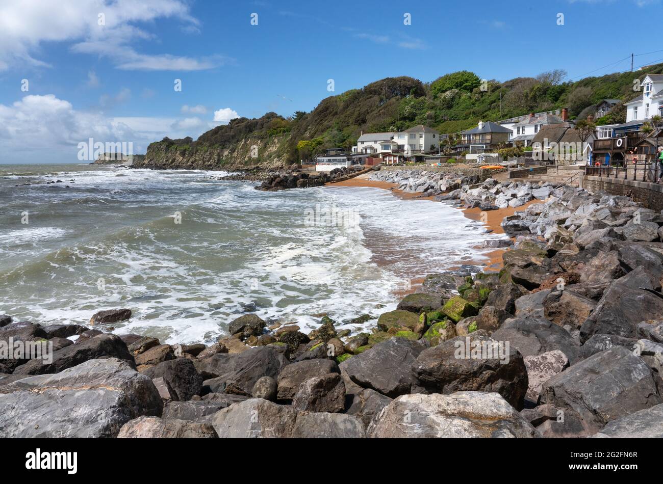 Steephill Cove ein kleiner Sandstrand an der Südküste der Isle of Wight Hampshire UK Stockfoto