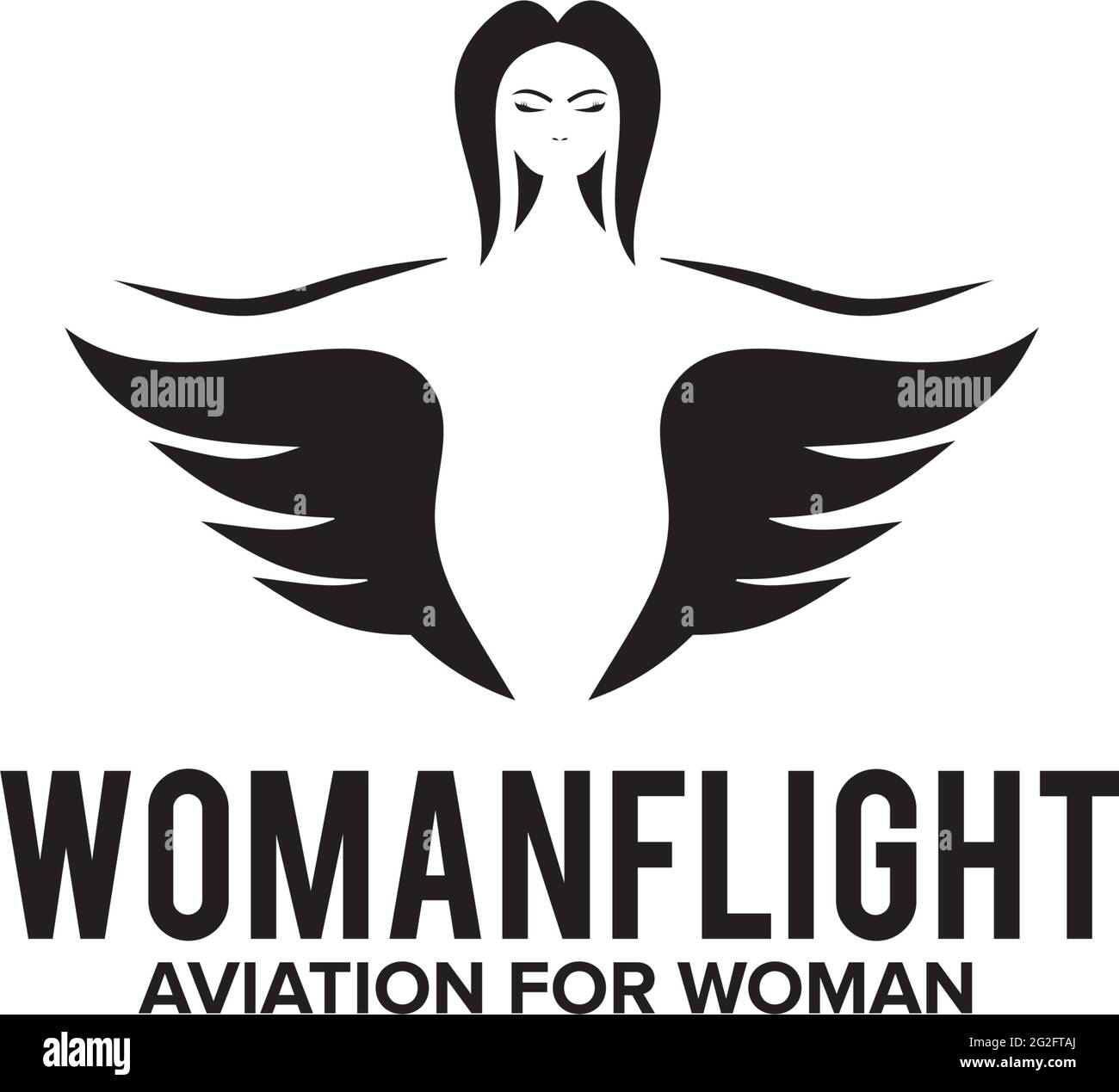 Frau Flug Logo Design Vektor Vorlage Stock Vektor