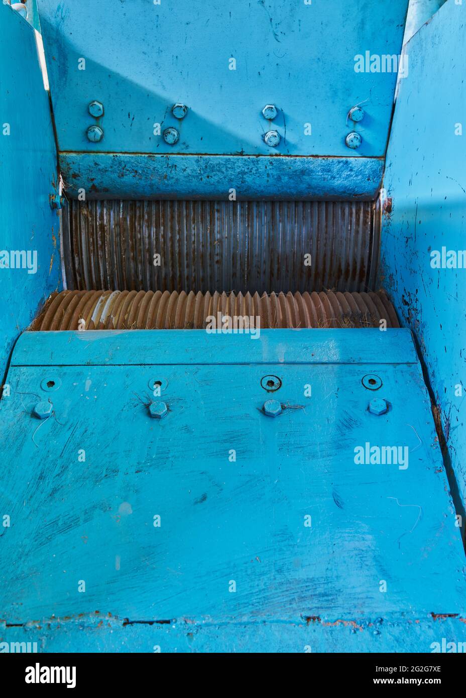 Maschinen von Mühlen zu mahlen peñas der blauen Agave, um Tequila zu machen Stockfoto