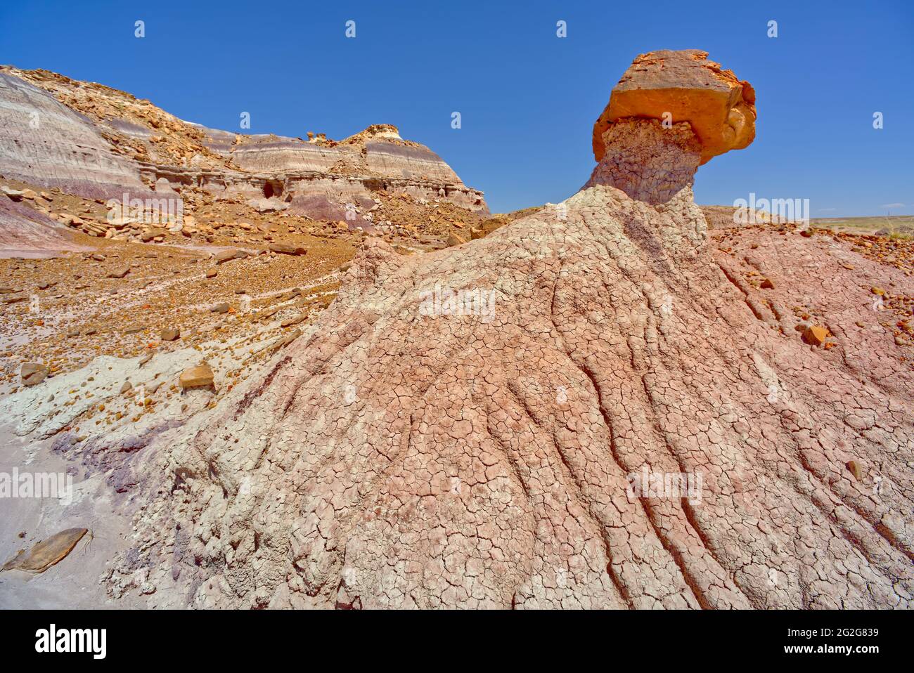 Einsames Hoodoo entlang der Blue Mesa Stockfoto