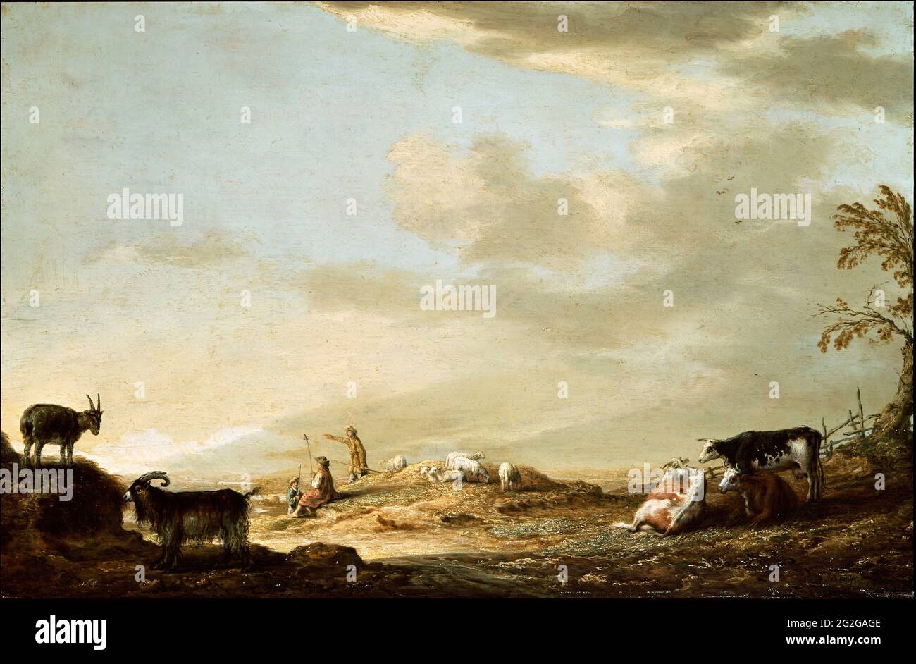 Cuyp, Aelbert - Landschaft mit Rindern und Figuren Stockfoto