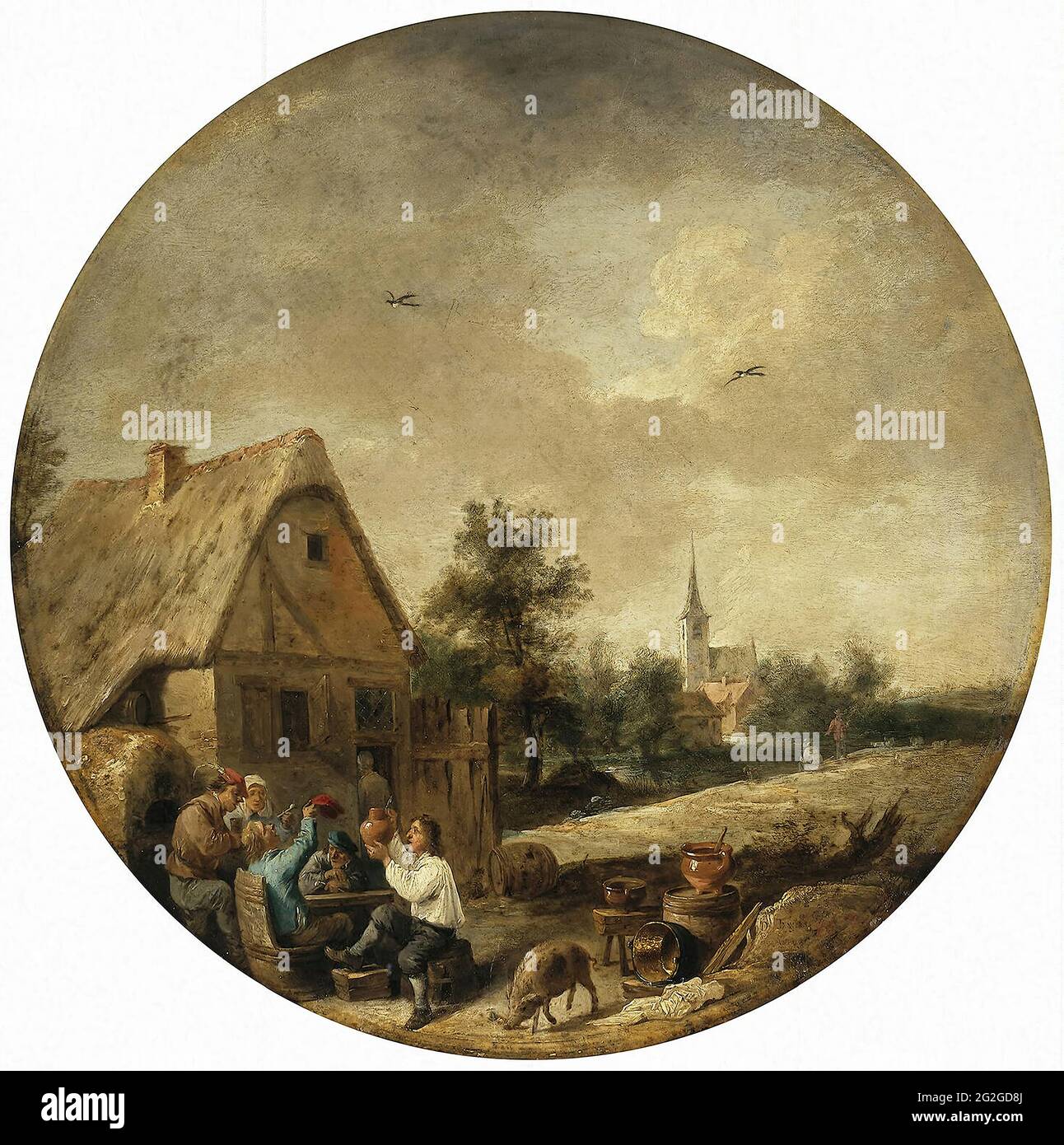David Teniers - Landschaft mit einer ländlichen Taverne Stockfoto