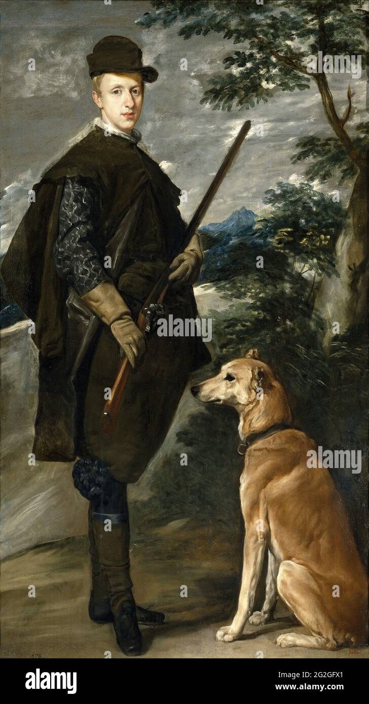 Diego VelÃ¡zquez - der Kardinal Infante Don Ferdinand von Österreich in Jagdkleid Stockfoto