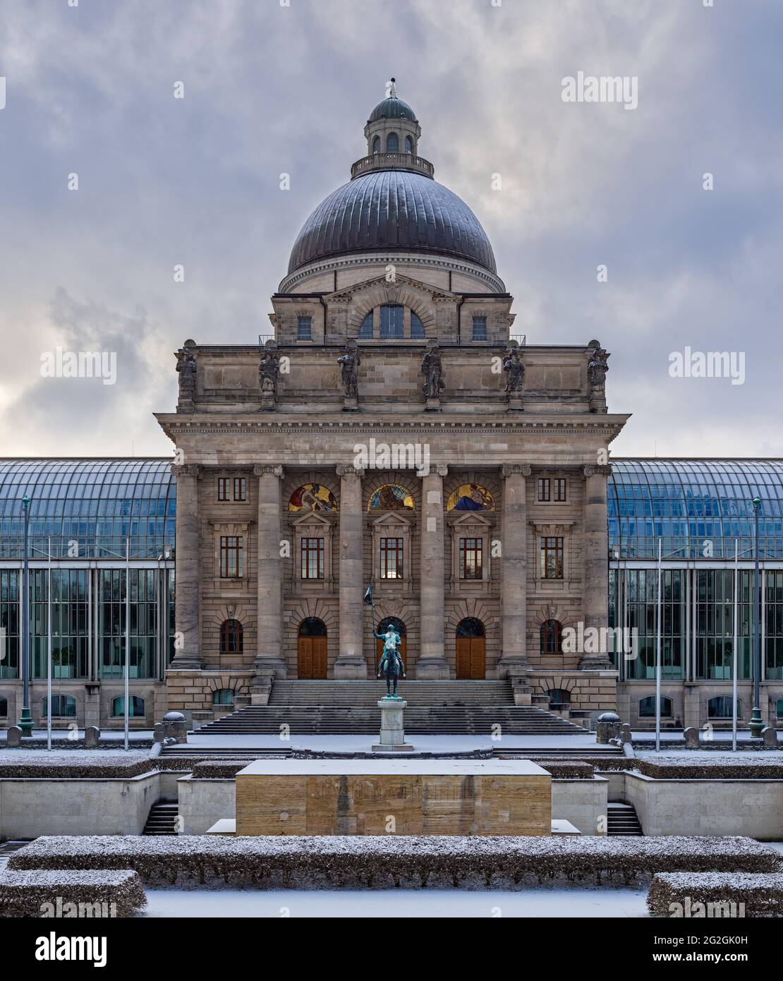 Wintermorgen im Hofgarten, München, Stockfoto