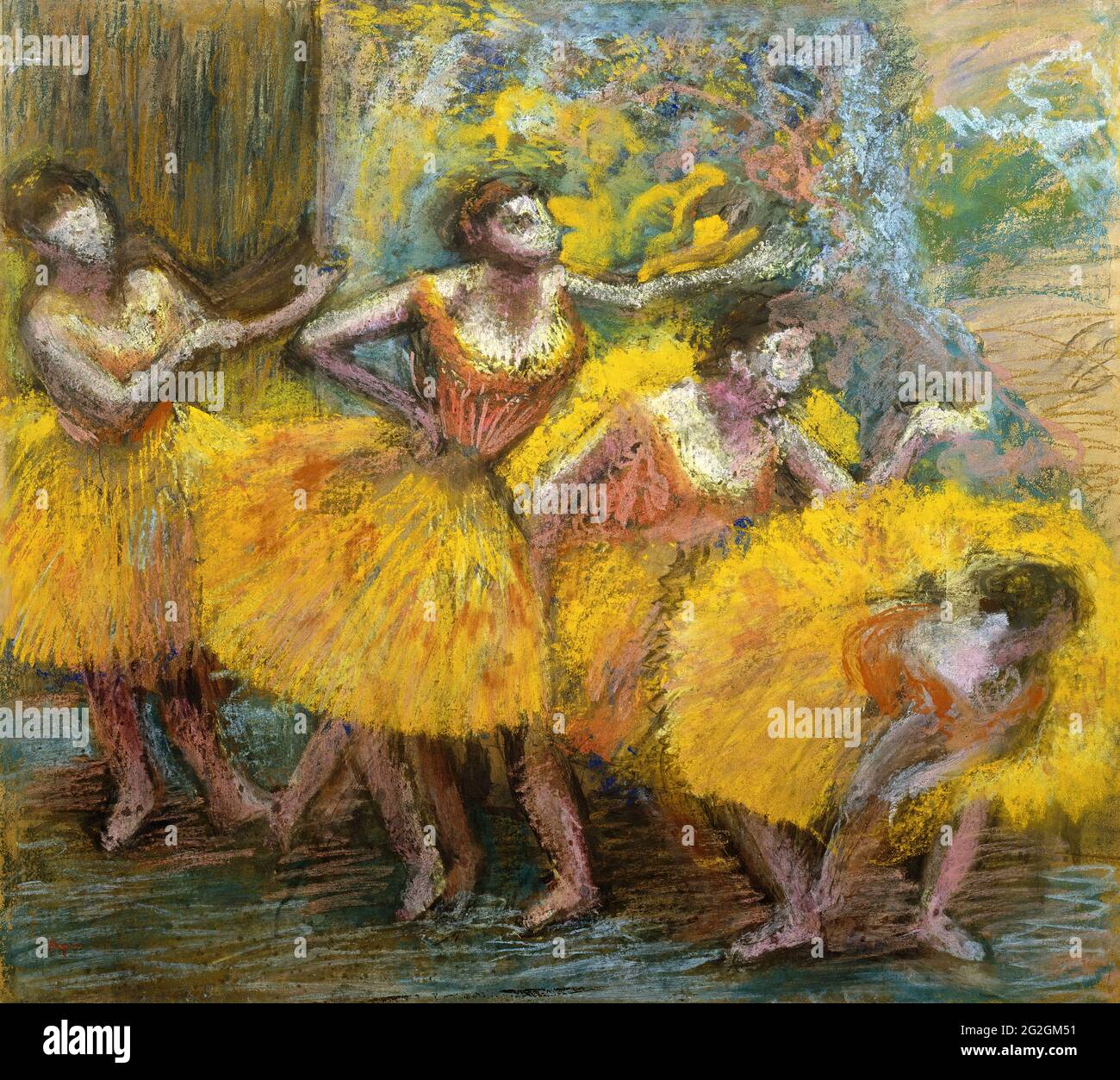 Edgar Degas - Danseuses Aux Jupes Jaunes Stockfoto