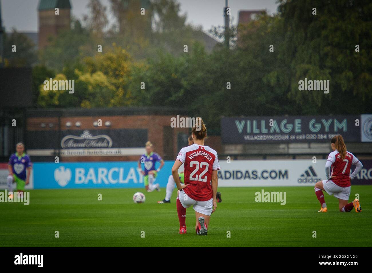 Borehamwood, England. 04. Oktober 2020. Barclays FA Womens Super League-Spiel zwischen Arsenal und Bristol City. Stockfoto