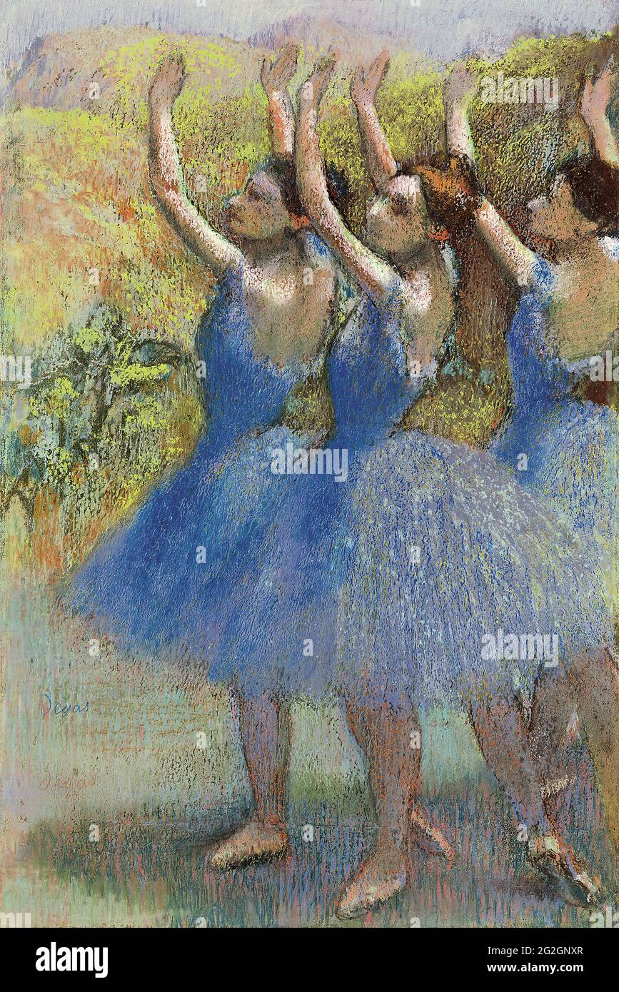 Edgar Degas - Trois Danseuses Jupes Violettes Stockfoto