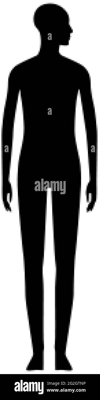 Vorderansicht Silhouette einer geschlechtsneutralen Person mit Kopf zur Schulter gedreht Stock Vektor