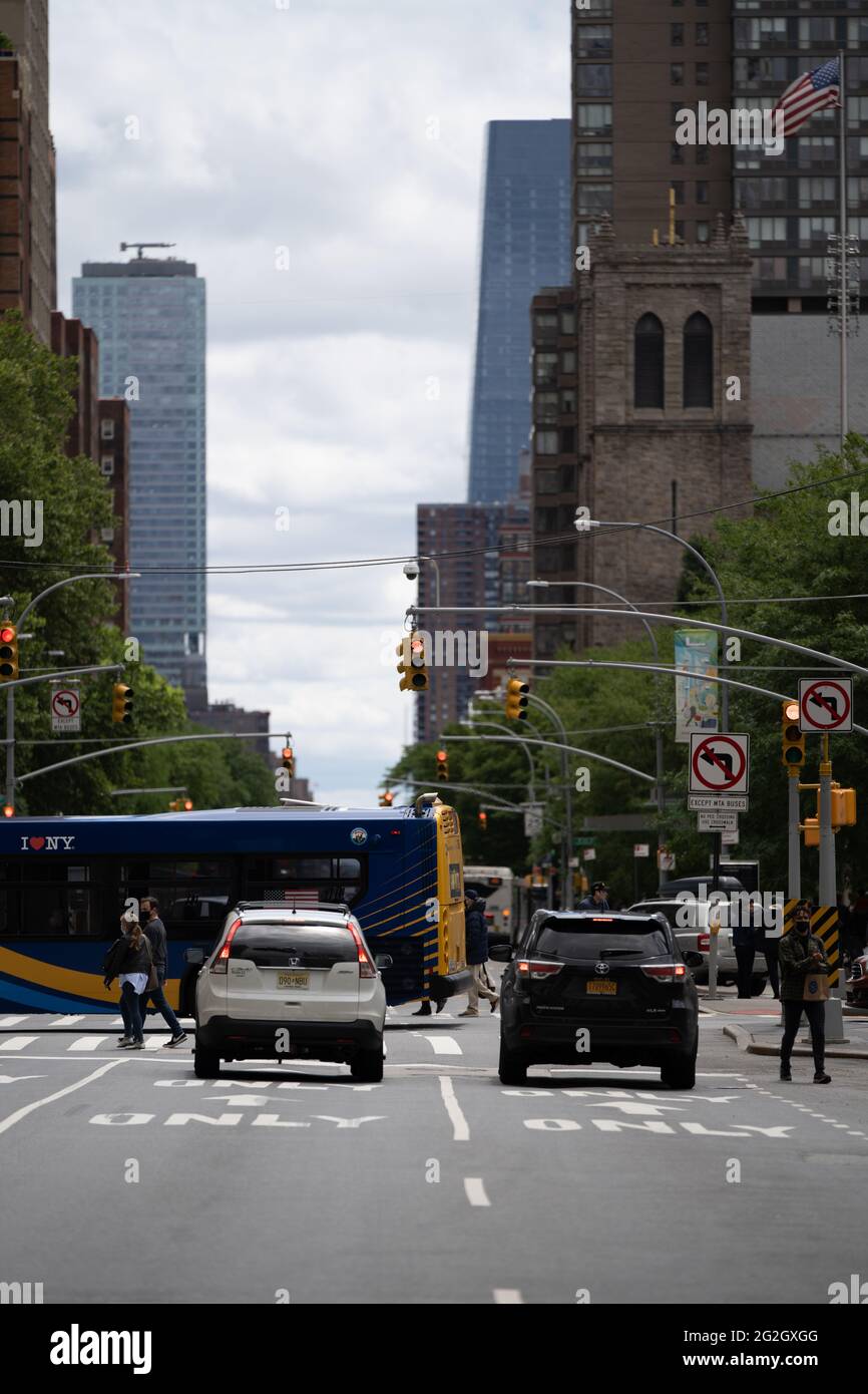 New York City Downtown POV vom Taxi Stockfoto