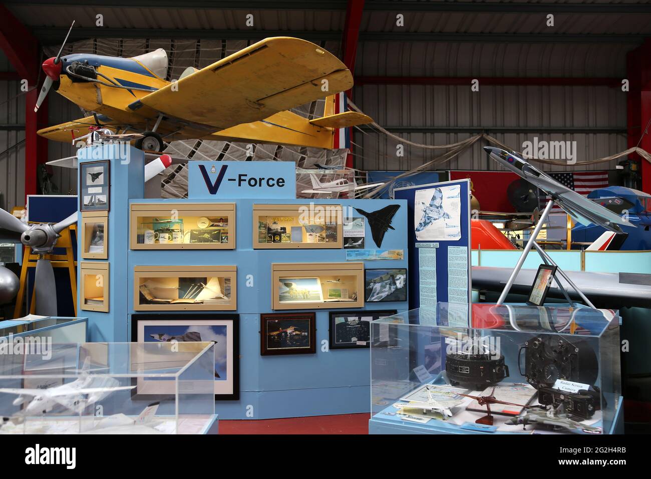 Nukleare Abschreckungsausstellung der V-Force, Midland Air Museum, Coventry Airport, Baginton, Warwickshire, England, Großbritannien, Großbritannien, Europa Stockfoto