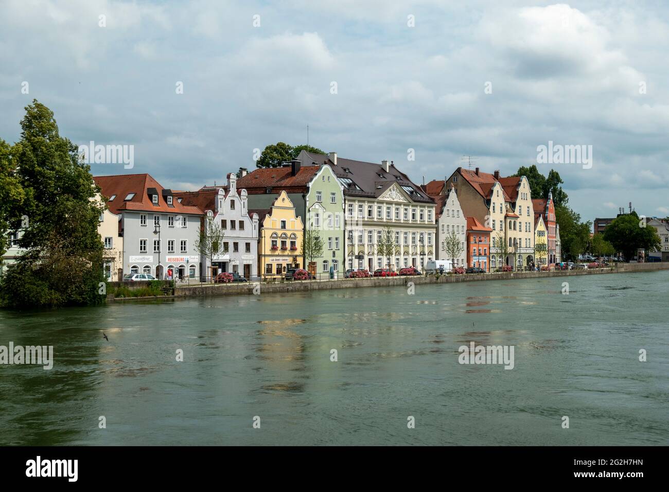 Landshut, Häuser an der Isar, Niederbayern, Bayern, Deutschland Stockfoto