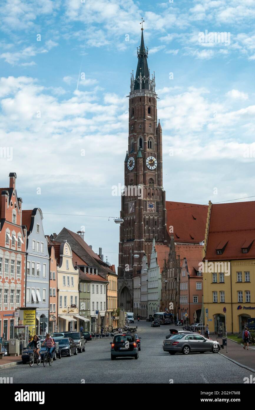 Altstadt mit St. Martin, Landshut, Niederbayern, Bayern, Deutschland Stockfoto