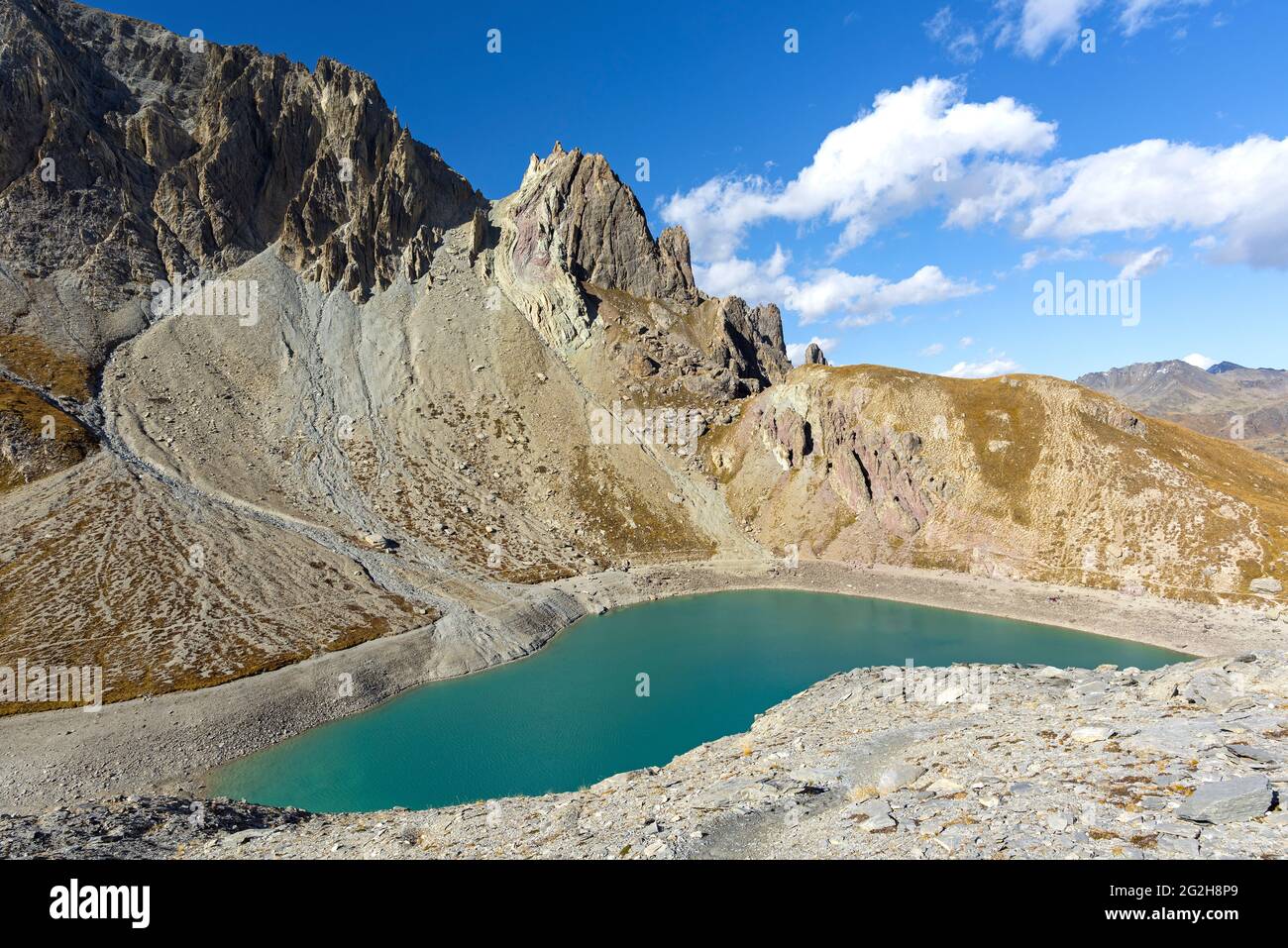 Lac des Béraudes, Vallée de la Clarée bei Névache, Frankreich, Provence-Alpes-Côte d'Azur, Dep. Hautes-Alpes Stockfoto