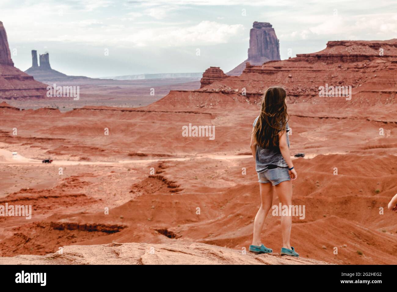 John Ford Point - ein Aussichtspunkt mit atemberaubenden Ausblicken auf zerklüftete Buten, benannt nach dem Regisseur, der hier im Monument Valley, Arizona, USA, mehrere Filme zeigt Stockfoto